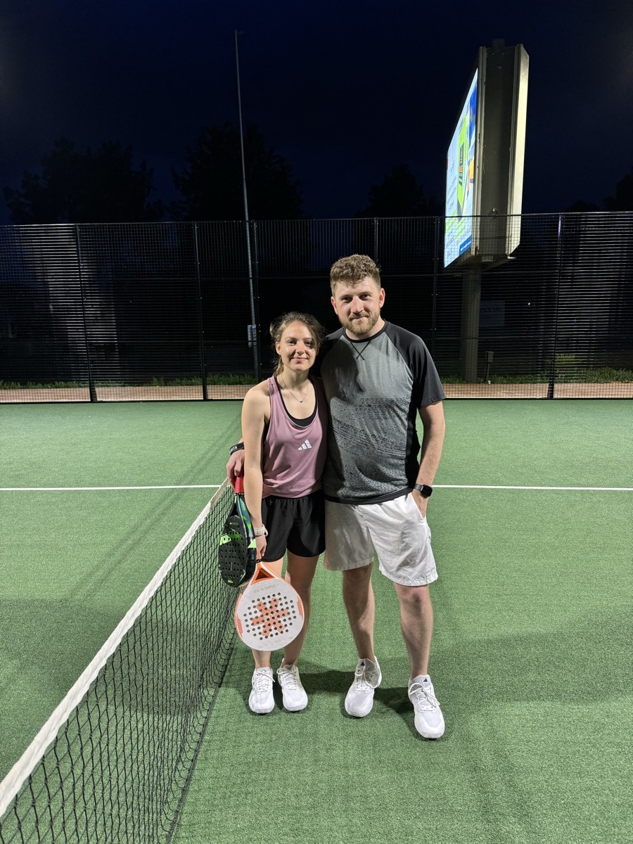 Michane and Ross playing padel